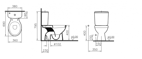 Eczacıbaşı Vitra Norm Klozet+Rezervuar+Yavaş Kapanır Kapak+İç Takım - 2