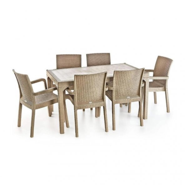 Holiday Markiz Rattan Camlı Bahçe Balkon Masa Takımı 6 Sandalyeli - 7