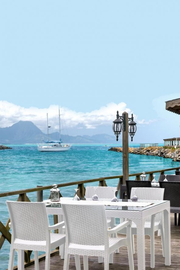 Holiday Markiz Rattan Camlı Bahçe Balkon Masa Takımı 6 Sandalyeli - 12