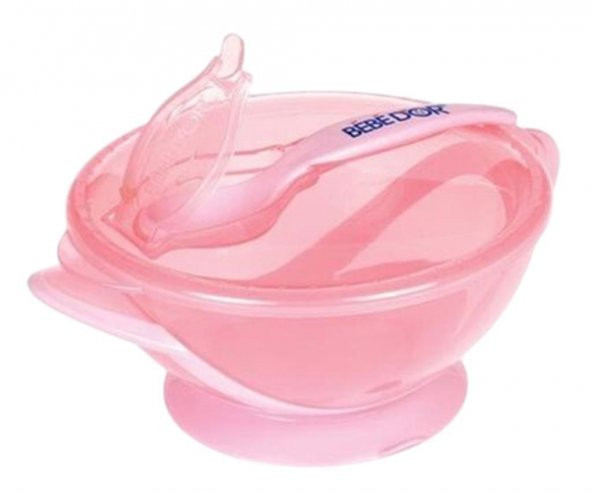 Bebedor Vakumlu Tabak  Kaşık Set / Pembe