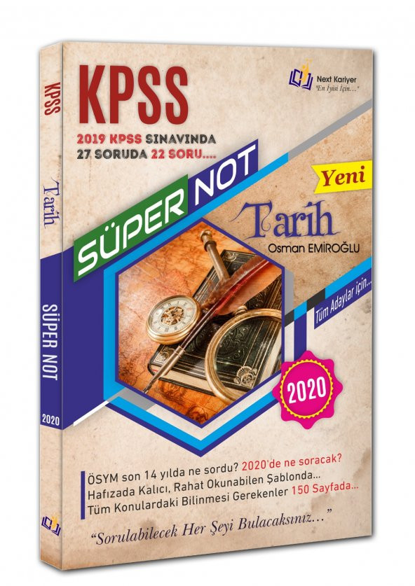 2020 KPSS Tarih Süper Not Next Kariyer Yayınları