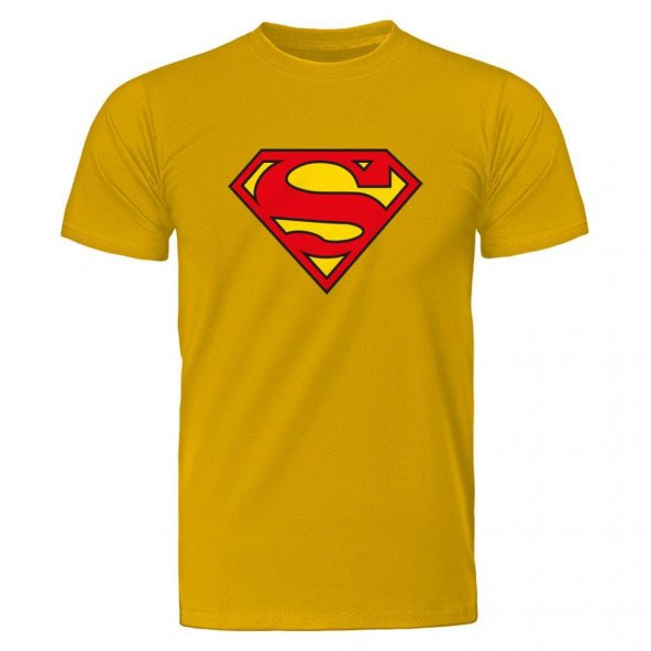 Superman Hero Sarı Tişört Unisex