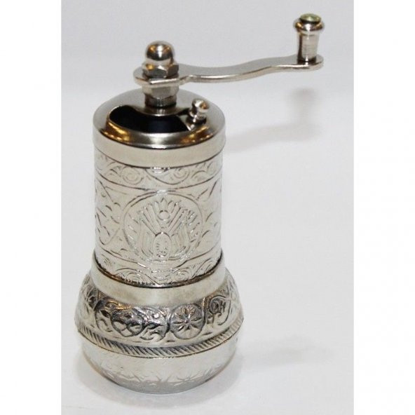 Osmanlı Motifli Kahve ve Baharat Değirmeni Gümüş Renk