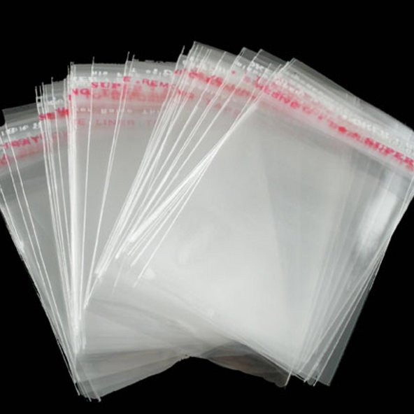 32 cm x 42 cm. Şeffaf Bantlı Jelatin - Yapışkanlı Poşet - 25 Adet