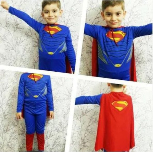 Pelerinli Süperman Kostümü - Süper Adam Kostümü
