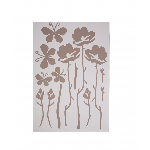 XFG031G DUVAR SÜSÜ GRİ ÇİÇEKLİ ŞEFFAF FİLMLİ PVC 48X33X0''5CM - 2