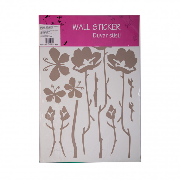 XFG031G DUVAR SÜSÜ GRİ ÇİÇEKLİ ŞEFFAF FİLMLİ PVC 48X33X0''5CM - 5