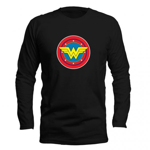 Wonder Woman Siyah Long Sleeve Uzun Kol Tişört - 1