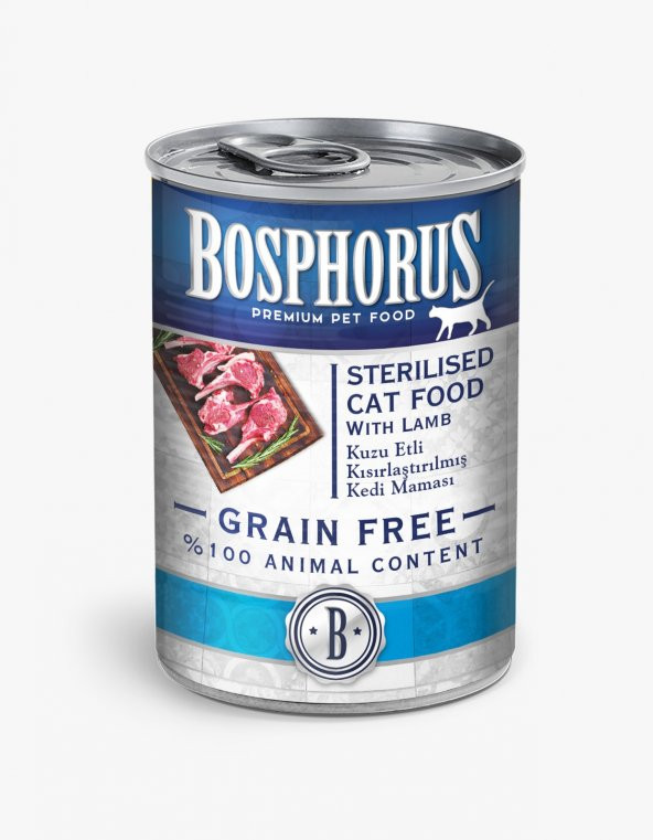 Bosphorus Tahılsız Konserve Kuzu Etli Kısırlaştırılmış Kedi Maması 415 gr
