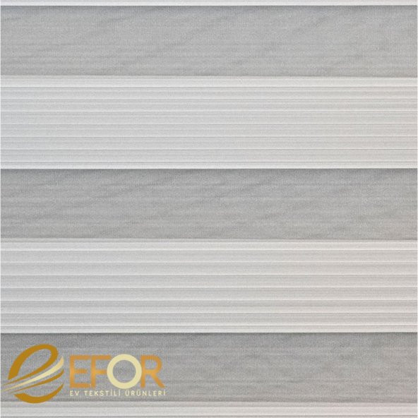 Ekru Rengi Geniş Pileli Polyester Zebra Perde - 4