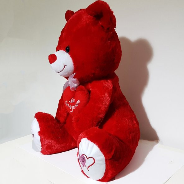 Peluş Ayıcık 3 Renk Kalpli 50 CM Ayıcık Sevgiliye Hediye - 2