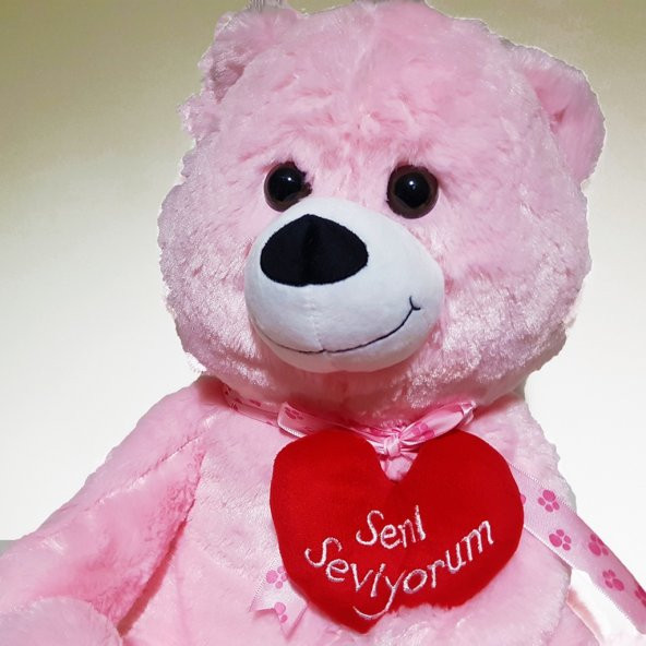 Peluş Ayıcık 3 Renk Kalpli 50 CM Ayıcık Sevgiliye Hediye - 4