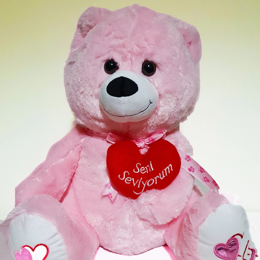 Peluş Ayıcık 3 Renk Kalpli 50 CM Ayıcık Sevgiliye Hediye - 5
