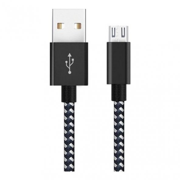 Diwu Micro USB Örgülü Yüksek Hızlı Şarj Kablosu Siyah