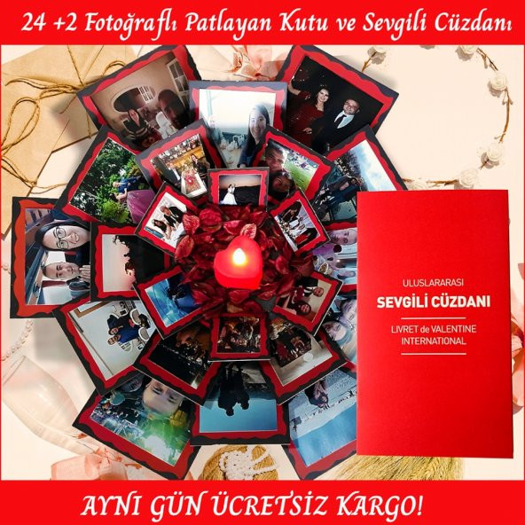 Patlayan Kutu ve Sevgili Cüzdanı Kişiye Özel 26 Fotoğraflı - 1