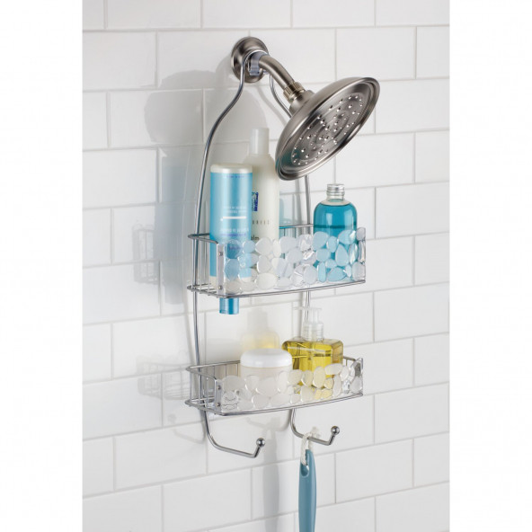 IDESIGN 68566ES BANYO DUŞ RAFI DUŞ HORTUMUNA ASILABİLİR VANTUZLU 25X11X53CM - Resim 2