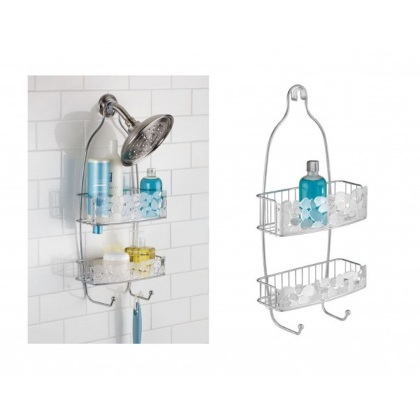 IDESIGN 68566ES BANYO DUŞ RAFI DUŞ HORTUMUNA ASILABİLİR VANTUZLU 25X11X53CM - Resim 3