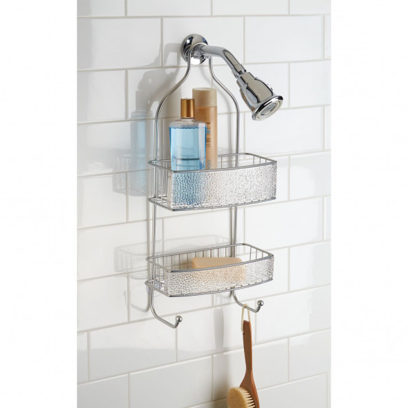 IDESIGN 47156ES BANYO DUŞ RAFI DUŞ HORTUMUNA TAKILABİLİR VANTUZLU 25X11X55CM - Resim 2