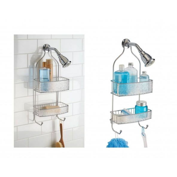 IDESIGN 47156ES BANYO DUŞ RAFI DUŞ HORTUMUNA TAKILABİLİR VANTUZLU 25X11X55CM - Resim 3