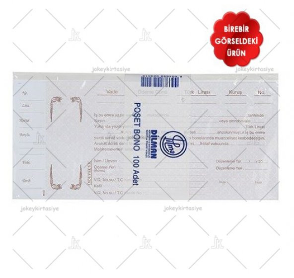 TÜRK LİRASI Dilman Senet Poşet Bono (100 yaprak) ürün görseli 1