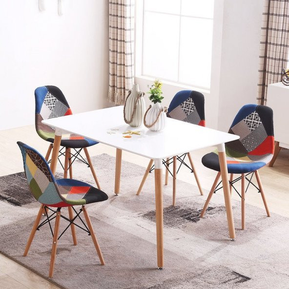 Eames Dikdörtgen Mutfak Masası Beyaz 80x120 cm - 2