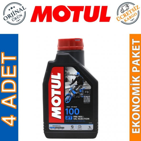 Motul 100 2T 1 Lt 2 Zamanlı Motosiklet Motor Yağı (4 Adet)