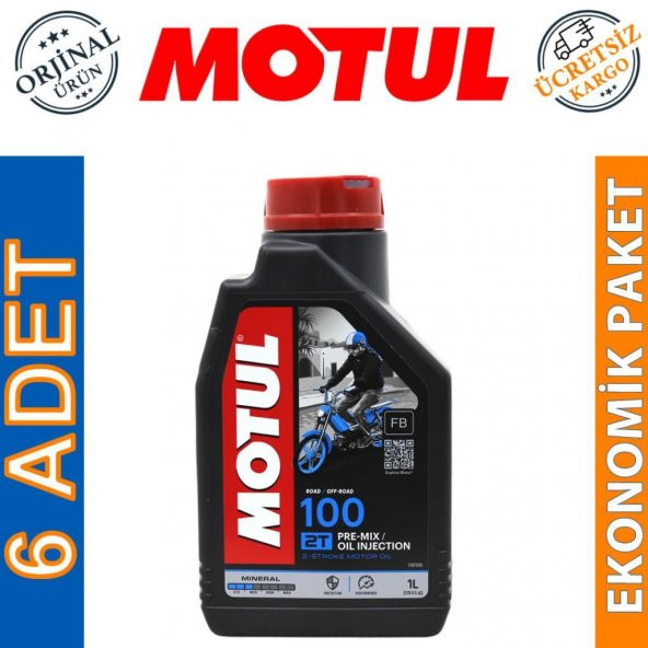Motul 100 2T 1 Lt 2 Zamanlı Motosiklet Motor Yağı (6 Adet)