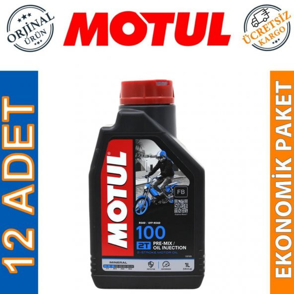 Motul 100 2T 1 Lt 2 Zamanlı Motosiklet Motor Yağı (12 Adet)