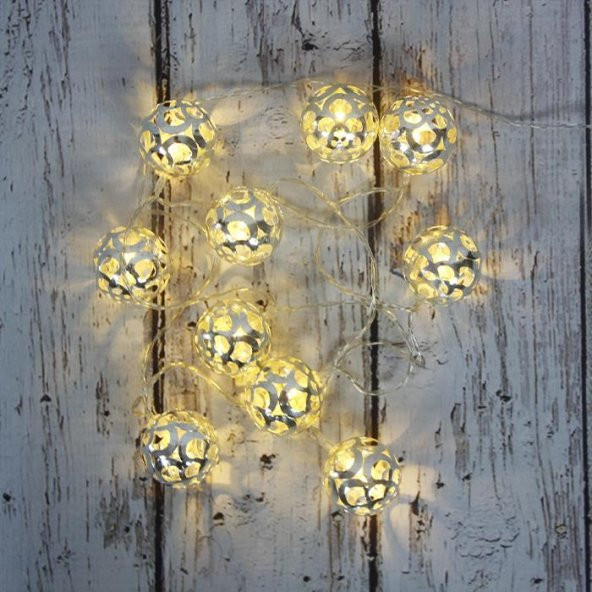 Led Işık Metal Top 10'lu Şerit Aydınlatma Pilli Ağaç Süsü - 4