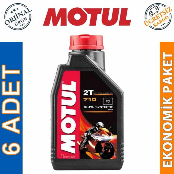 Motul 710 2T 1 Lt 2 Zamanlı Tam Sentetik Motosiklet Yağı (6 Adet)