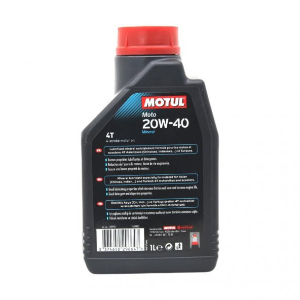 Motul Moto 4T 20W-40 1 Lt 4 Zamanlı Mineral Motosiklet Yağı (2 Adet) - 4