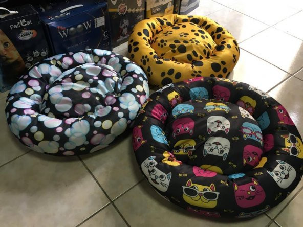 Has Kedi Köpek Simit Kumaş Yatak Karışık Renkli 50 cm - 2