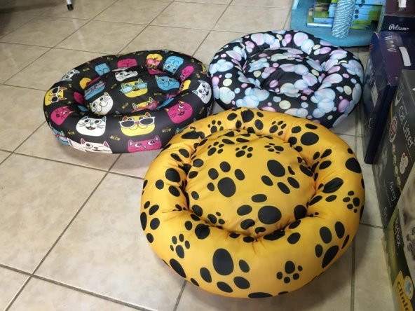 Has Kedi Köpek Simit Kumaş Yatak Karışık Renkli 50 cm - 4