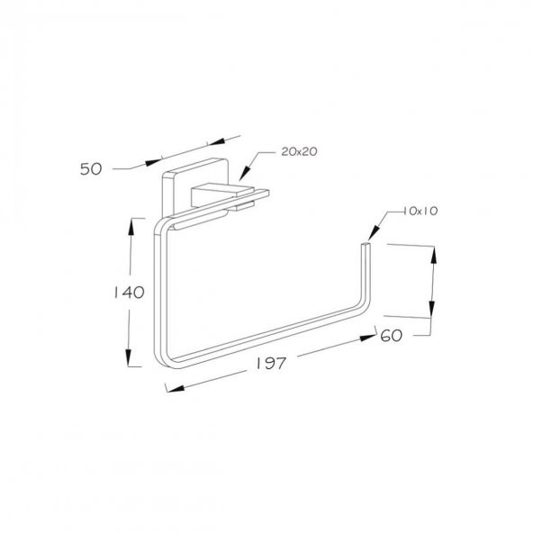 Kare Serisi Paslanmaz Mat Siyah Banyo Yuvarlak Havluluk - 2
