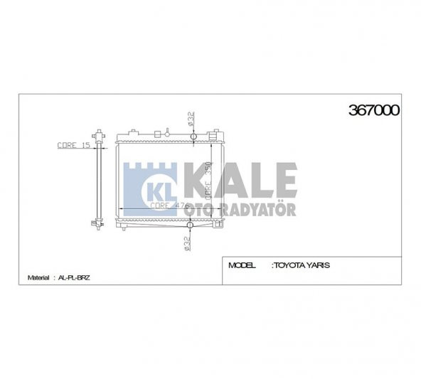 TOYOTA YARIS 1.3 06-14 SU RADYATÖRÜ BENZİNLİ [KALE] 16400-23170 - 1