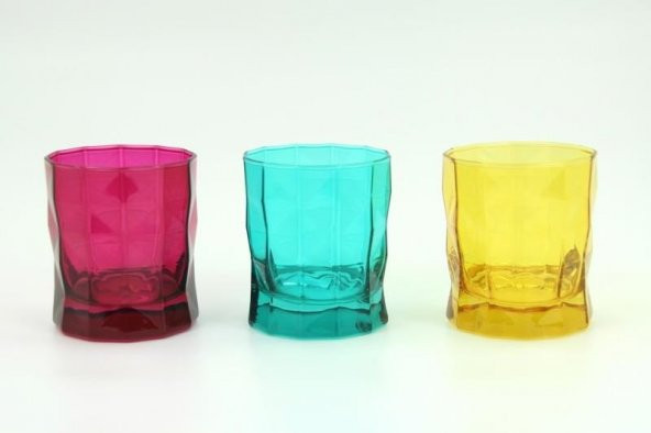 Paşabahçe Prizma Karışık Renkli Su Bardağı 3 Lü