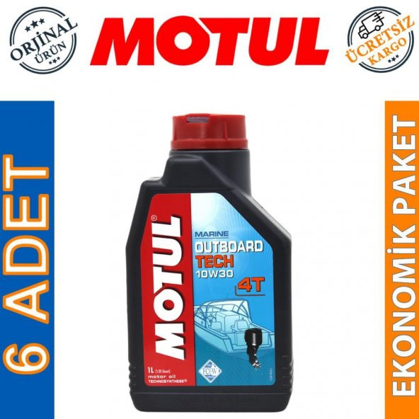 Motul Marine Outboard Tech 4T 10W-30 1 Lt Tekne Motor Yağı (6 Adet)