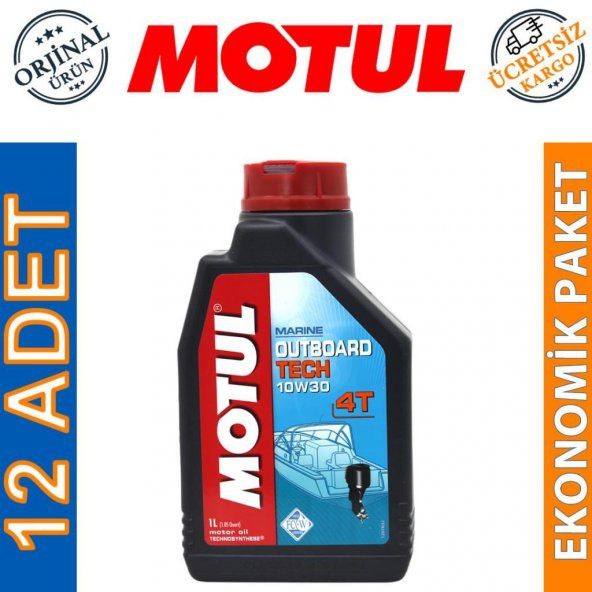 Motul Marine Outboard Tech 4T 10W-30 1 Lt Tekne Motor Yağı (12 Adet)