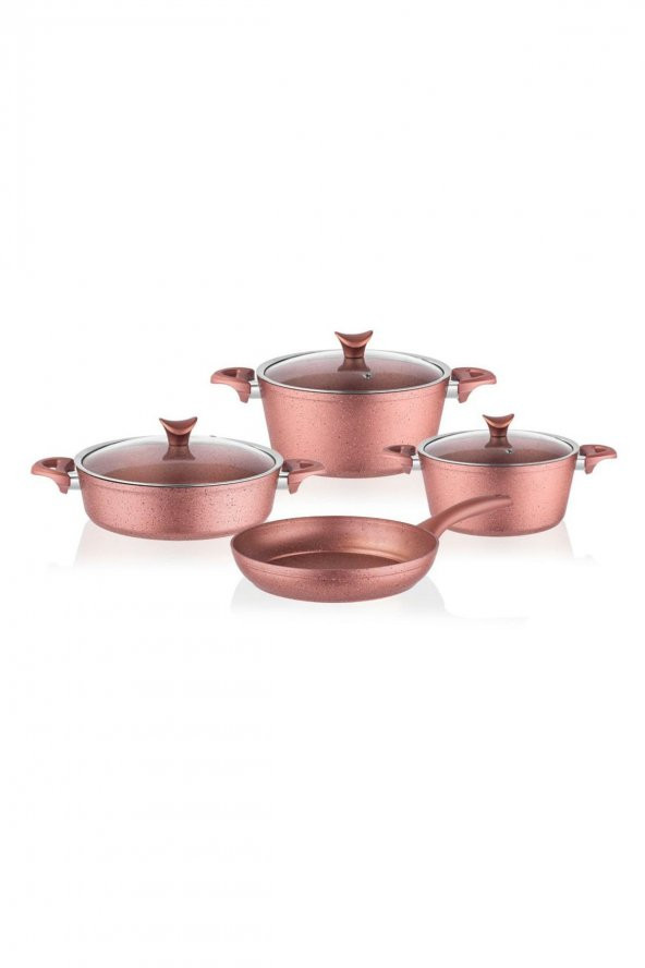 Taç 3457 Master Cook 7 Parça Granit Rose Gold Tencere Seti - 1