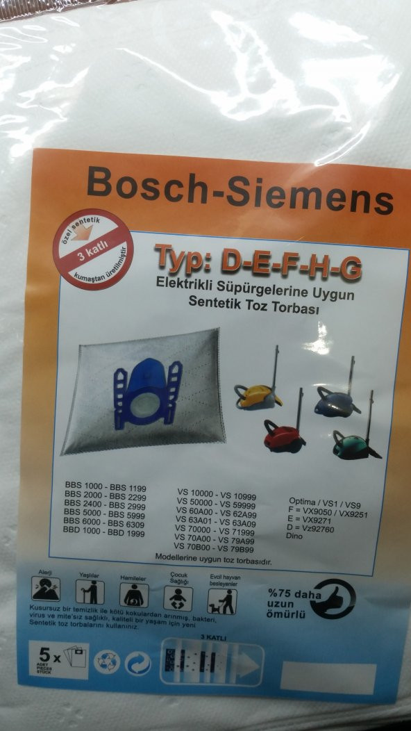 Bosch MARKA SÜPÜRGELER İÇİN BEZ TORBA 10 ADET