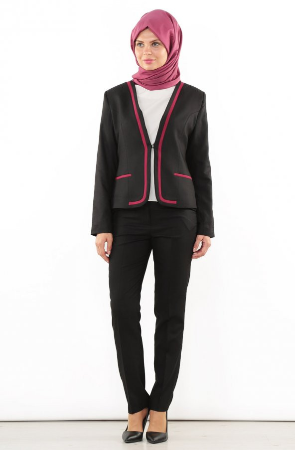 BAYAN PANTOLON KLASİK DAR PAÇA 1673 SİYAH SORALLİNE - 2