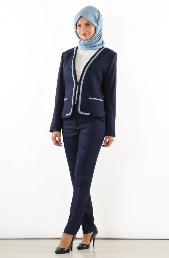 BAYAN PANTALON KLASİK DAR PAÇA 1673 LACİVERT SORALLİNE