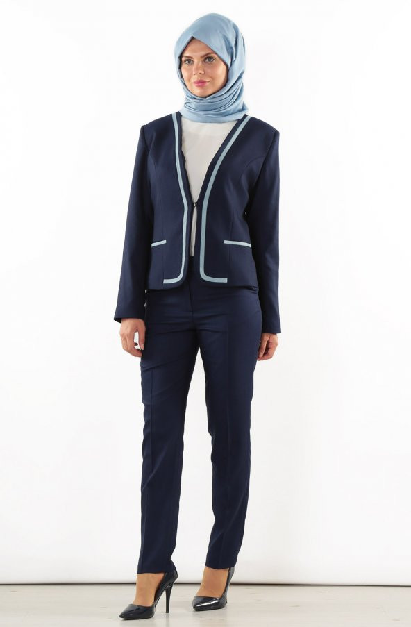 BAYAN PANTALON KLASİK DAR PAÇA 1673 LACİVERT SORALLİNE - 2