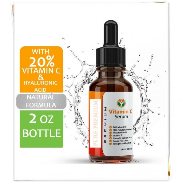Pure Premium Vitamin C Serum - %20 Vitamin C + Hyaluronic Acid - 30ml - 1