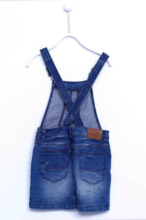 Koyu Denim Renkli Kot Etek Denım Cepli Salopet Elbise Kız Çocuk |CT 210801 - 2