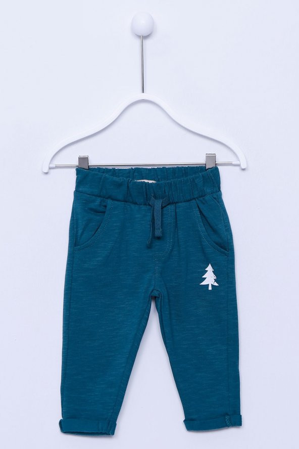 Yeşil Renkli Sweat Pantolon Örme Baskılı Beli Lastikli Eşofman Altı Bebek Erkek |JP-112335