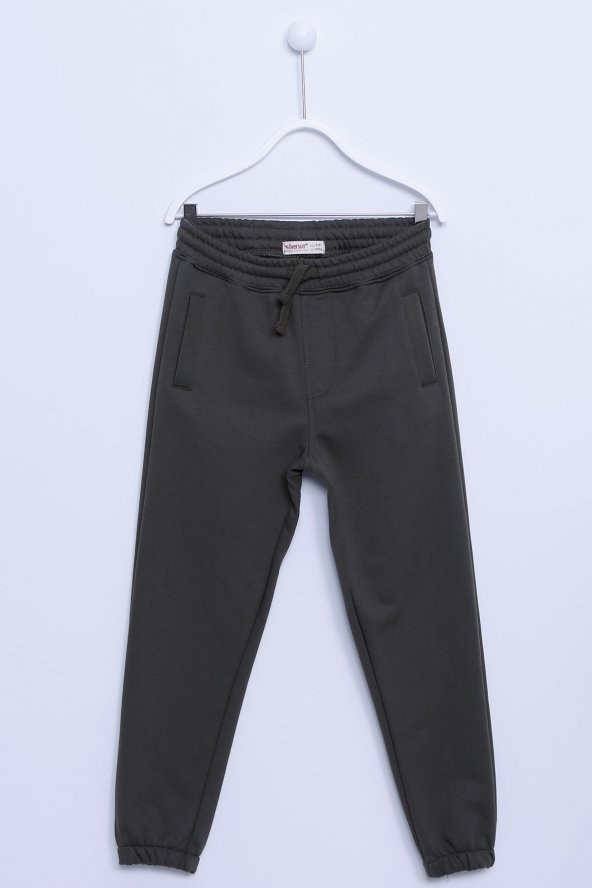Haki Renkli Sweat Pantolon Örme Paçası Ve Beli Lastikli Cepli Eşofman Altı Erkek Çocuk |JP-313283