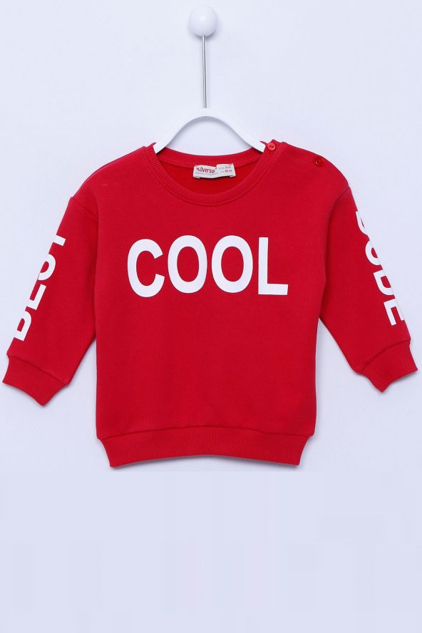Kırmızı Renkli Sweat Shirt Örme Uzun Kollu Kol Ve Ön Baskılı Sweatshirt Bebek Erkek |JS-113078