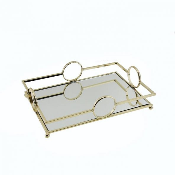 31x21cm Metal Tepsi Aynalı Masa Sunum Organizasyon