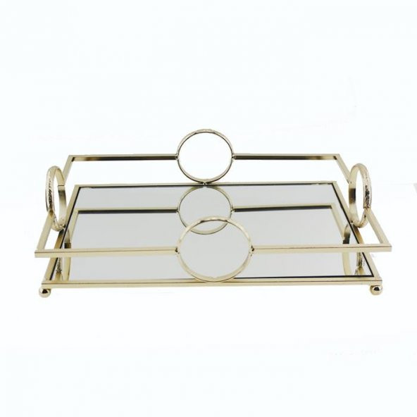 31x21cm Metal Tepsi Aynalı Masa Sunum Organizasyon - 2
